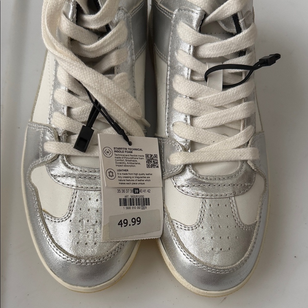 NWT Silver and White Zara Sneakers